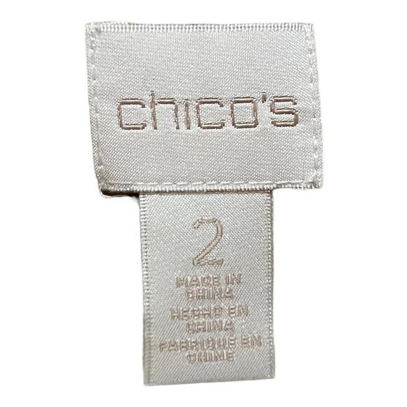 Chico's Shirt Women's Size 2 Golden Button Up Long Sleeve Metallic Pockets - Picture 4 of 5